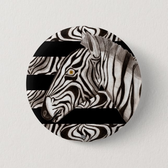 Zebra Head 6 Cm Round Badge (Front)