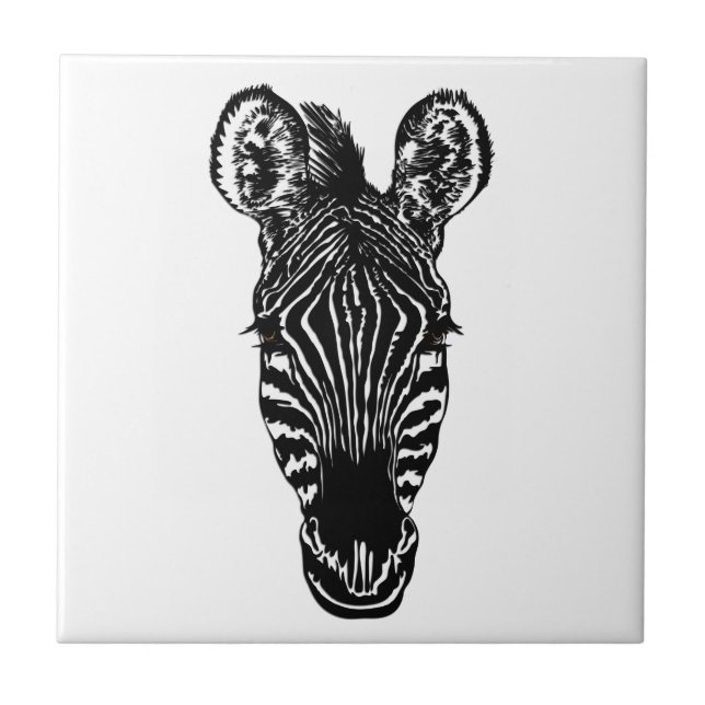 Zebra Head Ceramic Tile (Front)