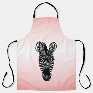 Zebra Head on Pink Apron