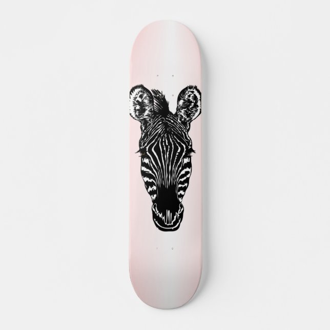 Zebra Head on Pink Skateboard (Front)
