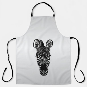 Zebra Head on Silver Apron