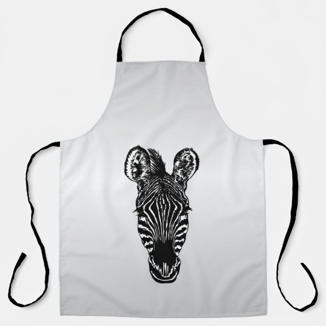Zebra Head on Silver Apron (Front)