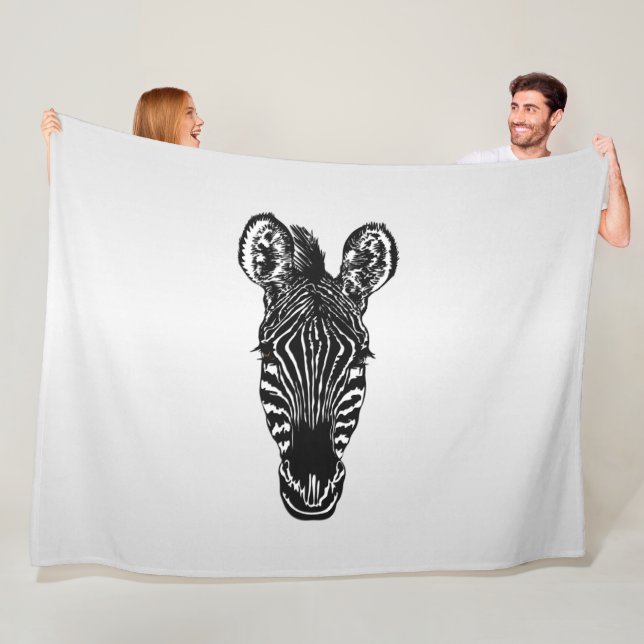 Zebra Head on Silver Fleece Blanket (In Situ)
