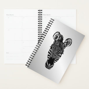 Zebra Head on Silver Planner