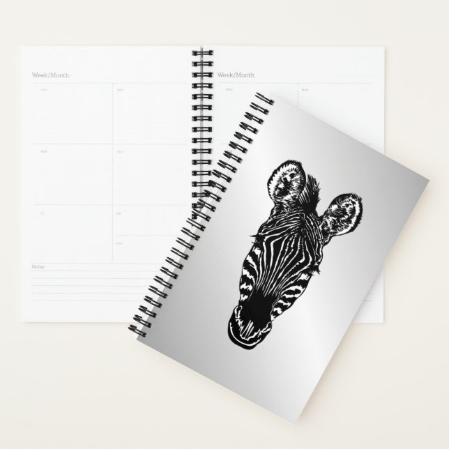Zebra Head on Silver Planner (Display)