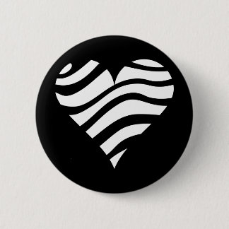 Zebra Heart 6 Cm Round Badge