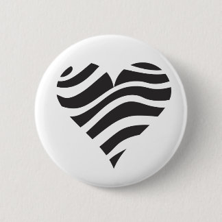 Zebra Heart 6 Cm Round Badge