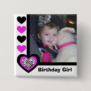Zebra Heart: Birthday Girl: Picture Button