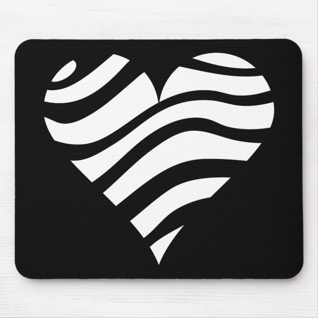 Zebra Heart Mouse Pad (Front)
