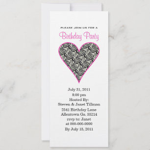 Zebra Heart Party Invitations
