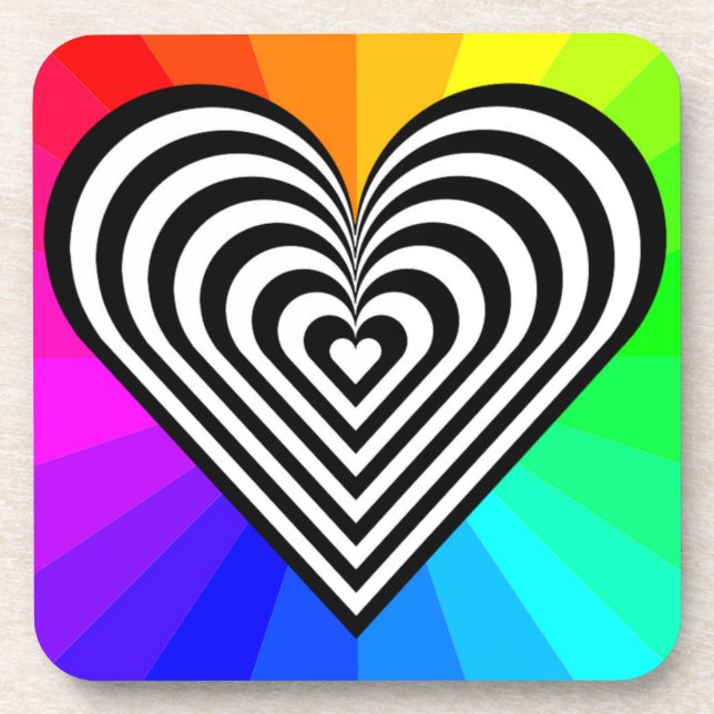 ZEBRA HEART RAINBOW PATTERN COASTER (Front)