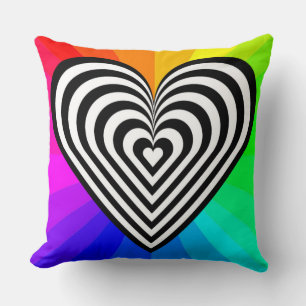 ZEBRA HEART RAINBOW PATTERN CUSHION