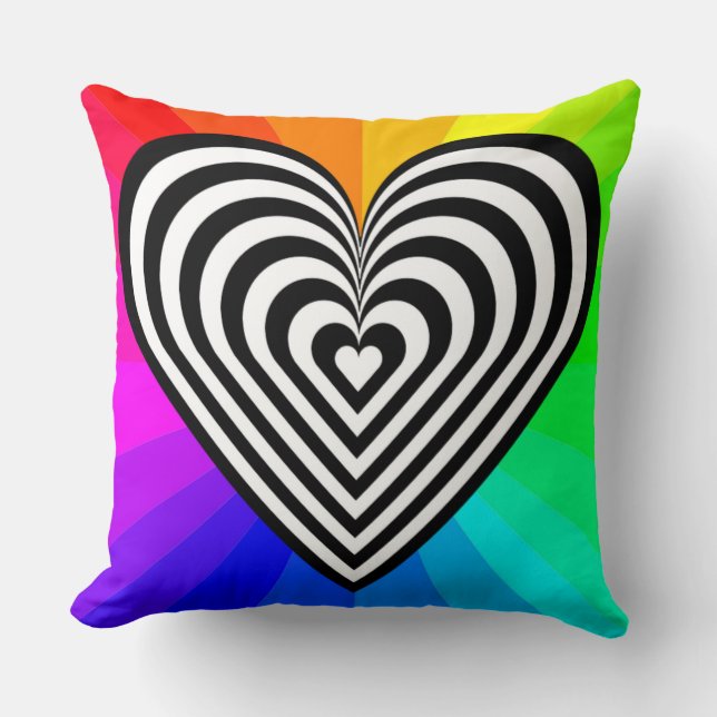 ZEBRA HEART RAINBOW PATTERN CUSHION (Front)