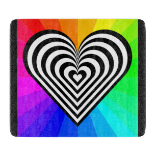 ZEBRA HEART RAINBOW PATTERN CUTTING BOARD