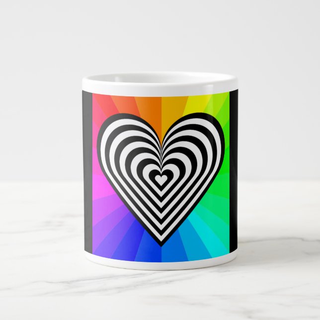 ZEBRA HEART RAINBOW PATTERN LARGE COFFEE MUG (Front)