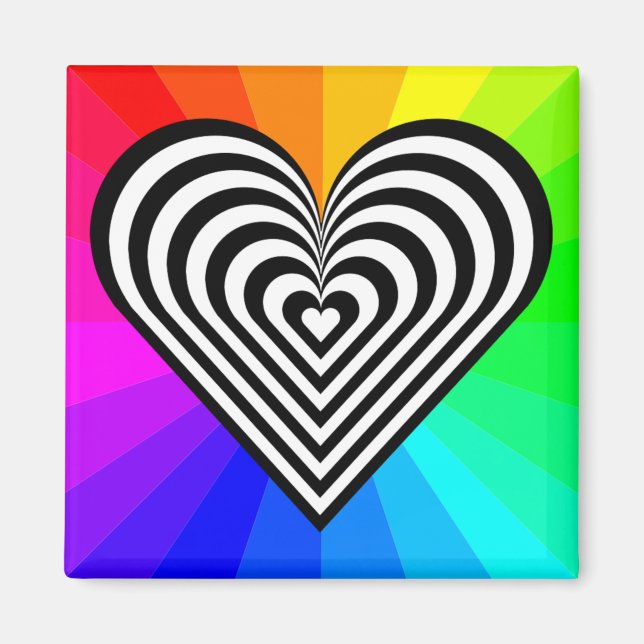 ZEBRA HEART RAINBOW PATTERN MAGNET (Front)