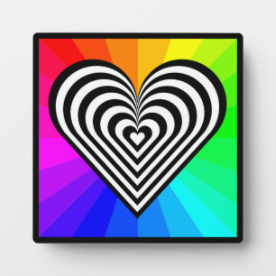 ZEBRA HEART RAINBOW PATTERN PLAQUE