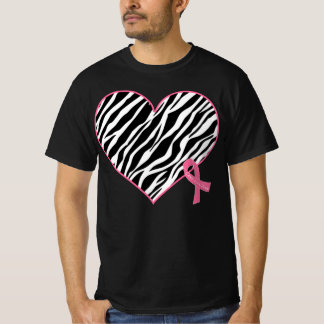 Zebra Heart Ribbon Breast Cancer Awareness T-Shirt