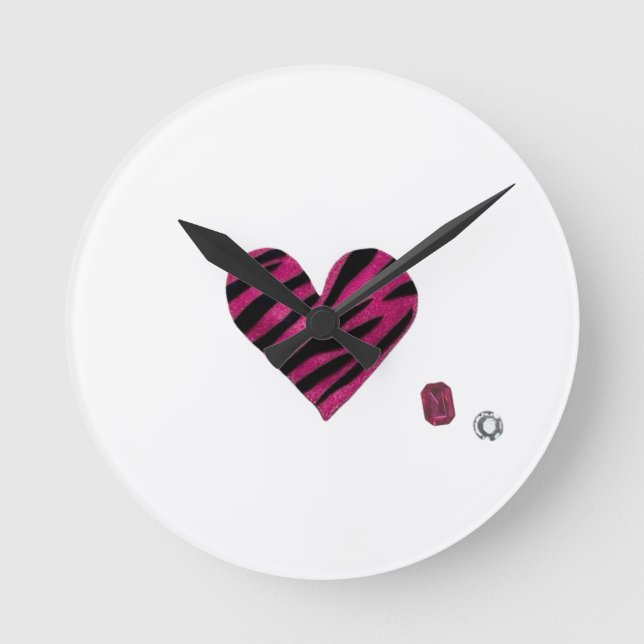 Zebra Heart Round Clock (Front)
