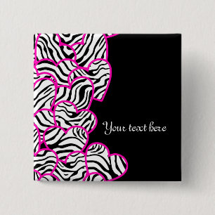 Zebra hearts Button