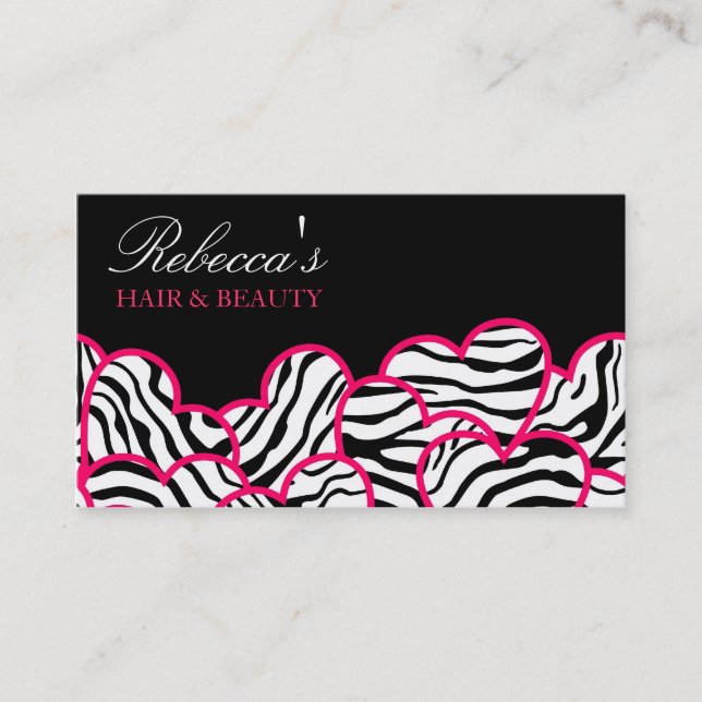 Zebra Hearts Design Business Card (Front)