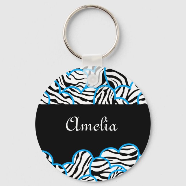 Zebra hearts Keychain (Front)