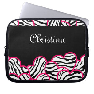 Zebra hearts Laptop Sleeve