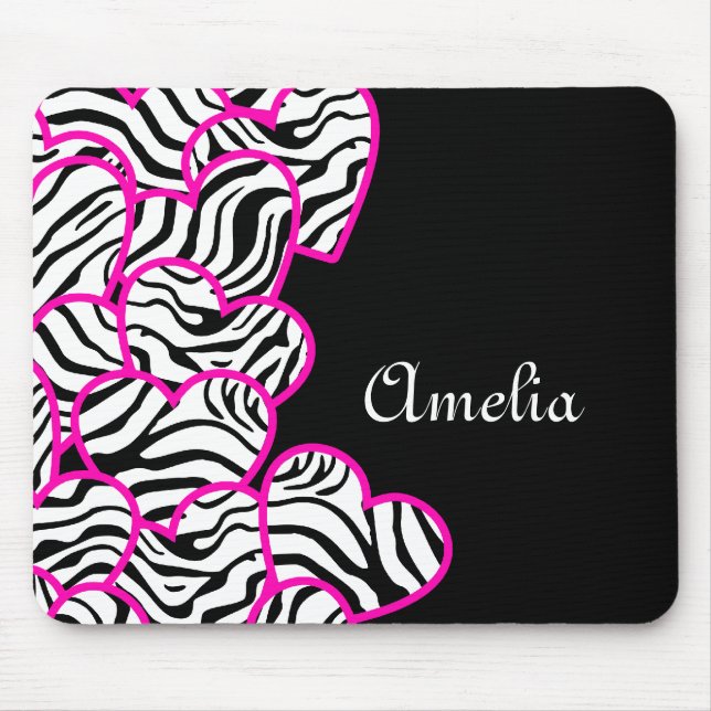 Zebra hearts mousepad (Front)