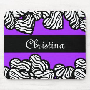 Zebra hearts mousepad