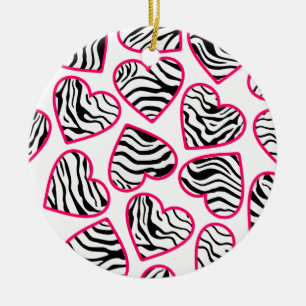 Zebra hearts ornament