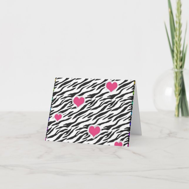 Zebra Hearts Pattern Note Card (Front)