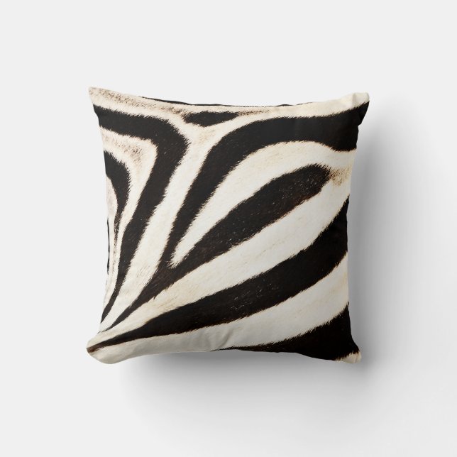 Zebra Hide, Faux Fur, Wide Stripe Cushion (Front)
