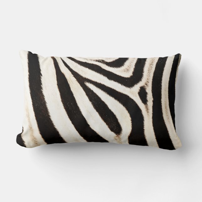 Zebra Hide, Faux Fur, Wide Stripe Lumbar Lumbar Cushion (Front)
