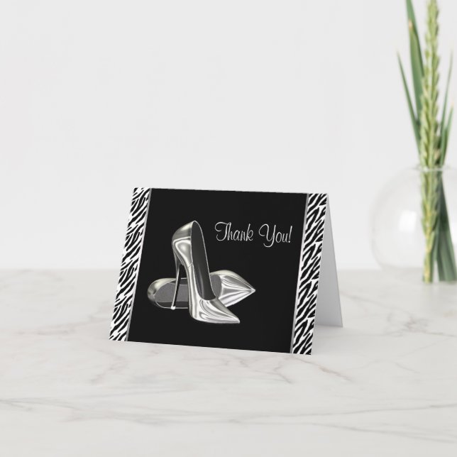 Zebra High Heel Shoes Thank You Cards (Front)