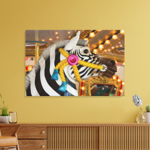 Zebra Horse Merry-Go-Round Carousel Ride Photo Canvas Print