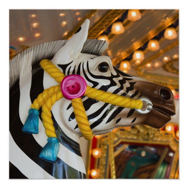 Zebra Horse Merry-Go-Round Carousel Ride Poster (Front)