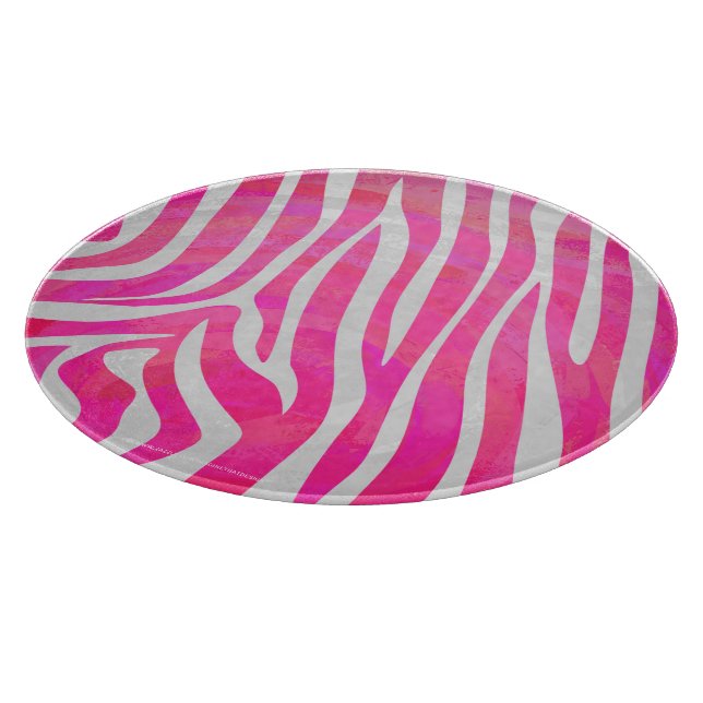 Zebra Hot Pink and White Print Cutting Board (Corner)