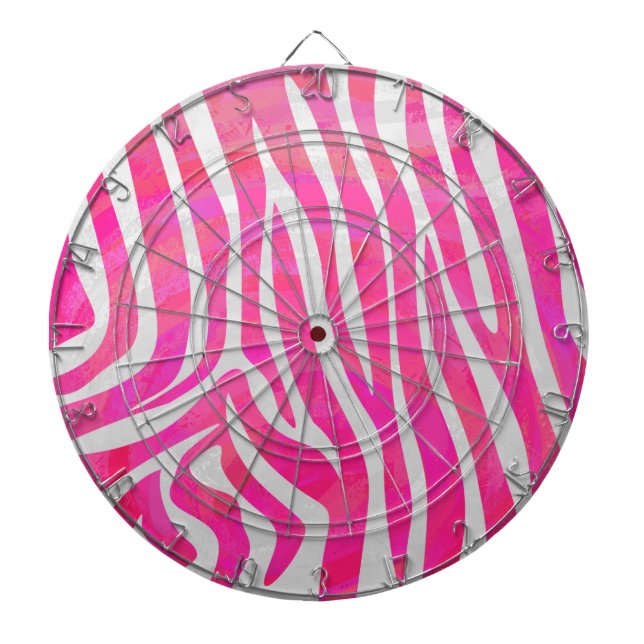 Zebra Hot Pink and White Print Dartboard (Front)