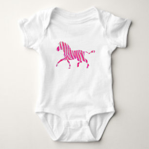 Zebra Hot Pink and White Silhouette Baby Bodysuit