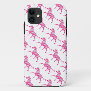 Zebra Hot Pink and White Silhouette iPhone 11 Case