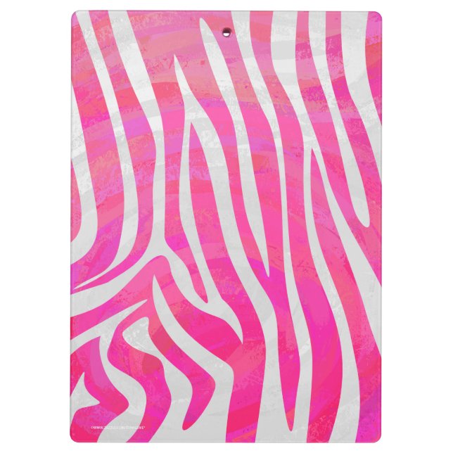 Zebra Hot Pink and White Silhouette Clipboard (Back)