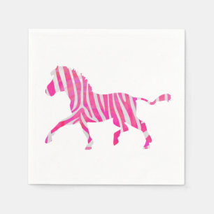 Zebra Hot Pink and White Silhouette Napkin