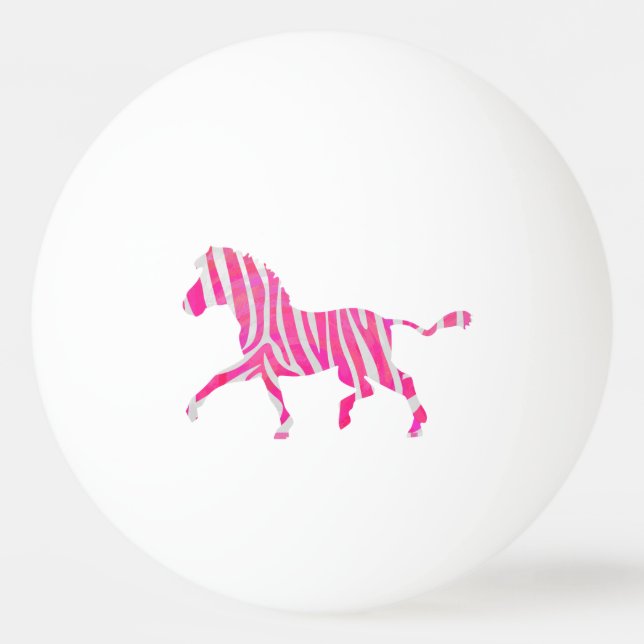 Zebra Hot Pink and White Silhouette Ping Pong Ball (Back)