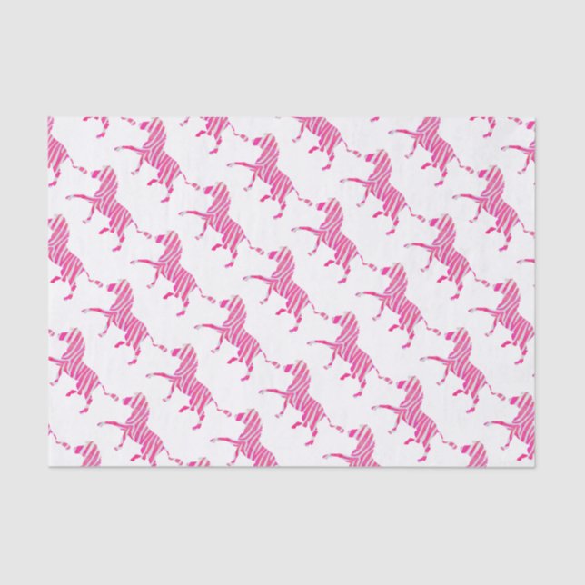 Zebra Hot Pink and White Silhouette Tissue Paper (Front)