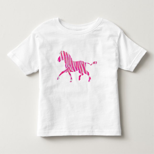Zebra Hot Pink and White Silhouette Toddler T-Shirt (Front)
