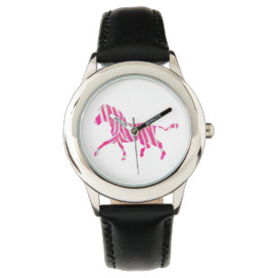 Zebra Hot Pink and White Silhouette Watch
