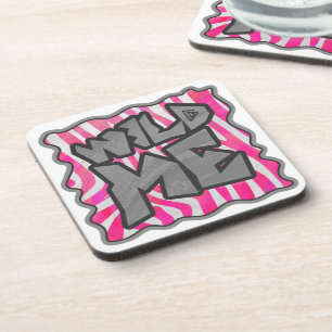 Zebra Hot Pink and White Wild Me Coaster