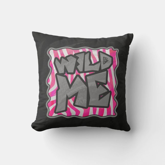Zebra Hot Pink and White Wild Me Cushion (Front)