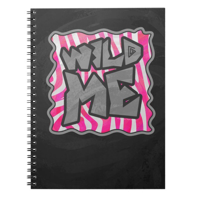 Zebra Hot Pink and White Wild Me Notebook (Front)