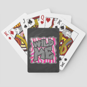 Zebra Hot Pink and White Wild Me Playing Cards